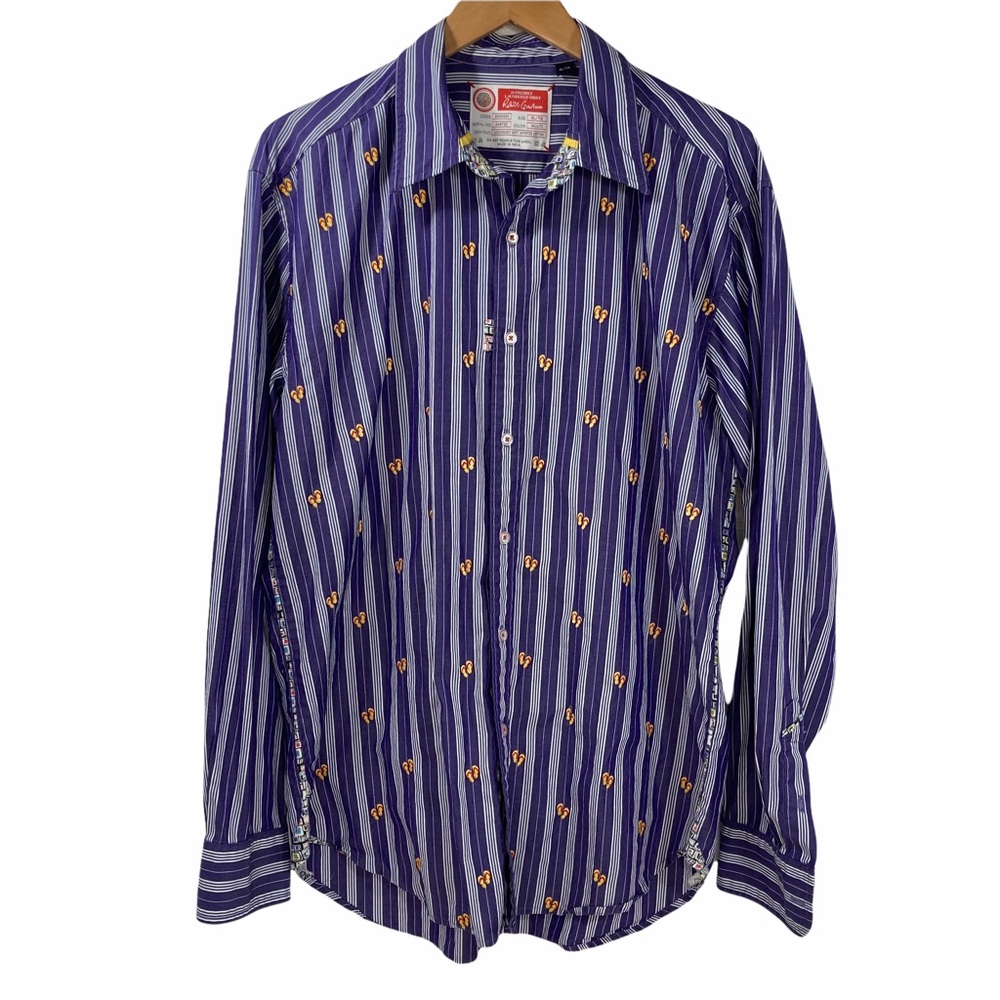 Robert Graham Freshly Laundered Shirt Embroidered Flip Flops Button Up Men’s XL
